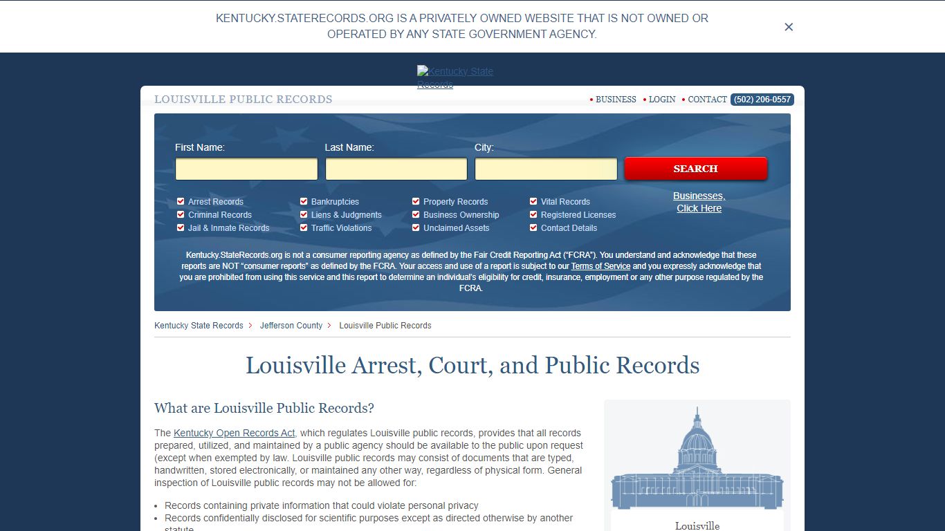 Louisville Arrest, Court, and Public Records